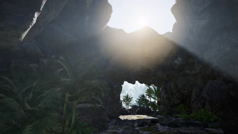 Sonnenlicht-Durch-Die-Schornsteinhöhle-In-Thailand.